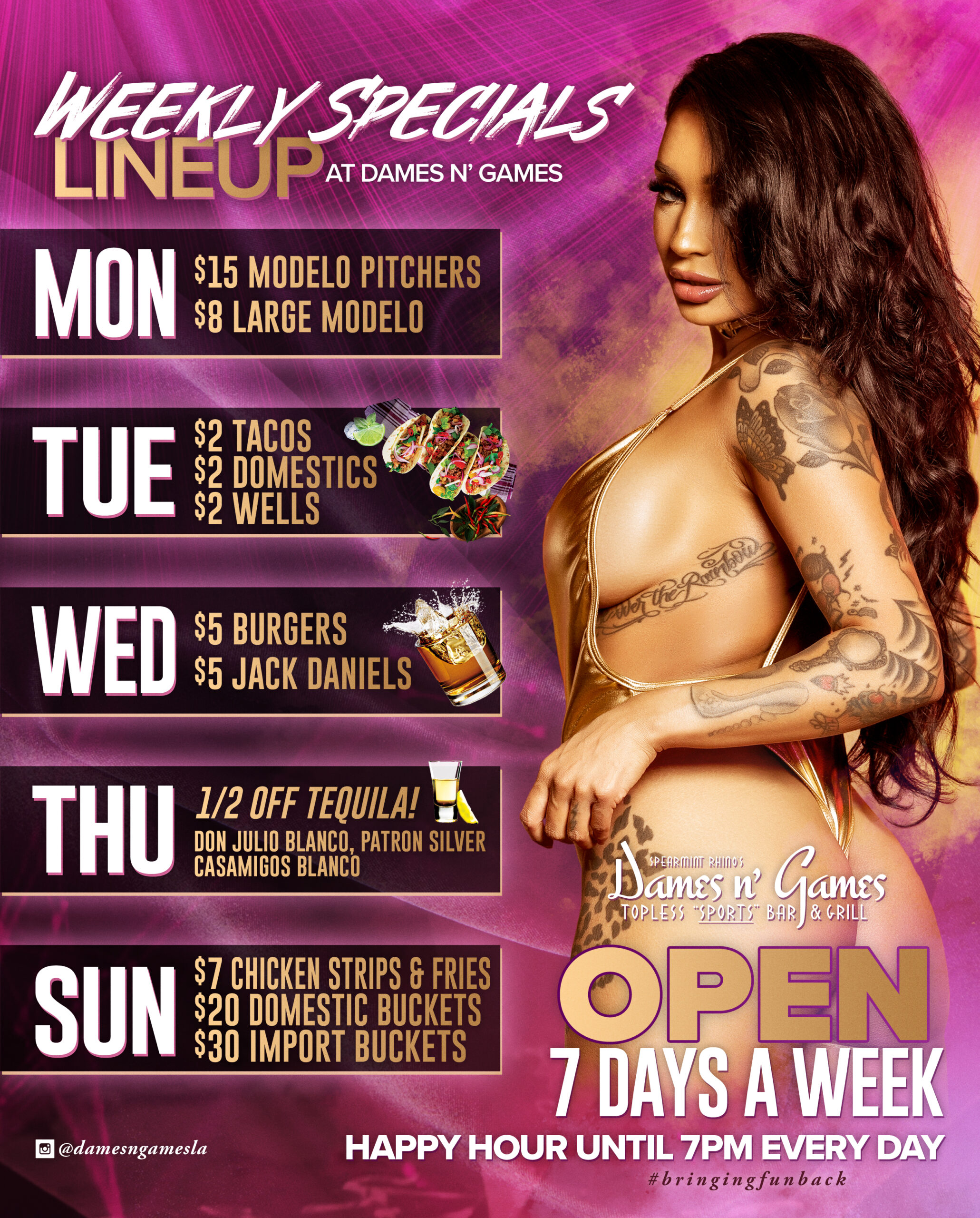 Weekly Lunch Specials Dames N' Games Los Angeles